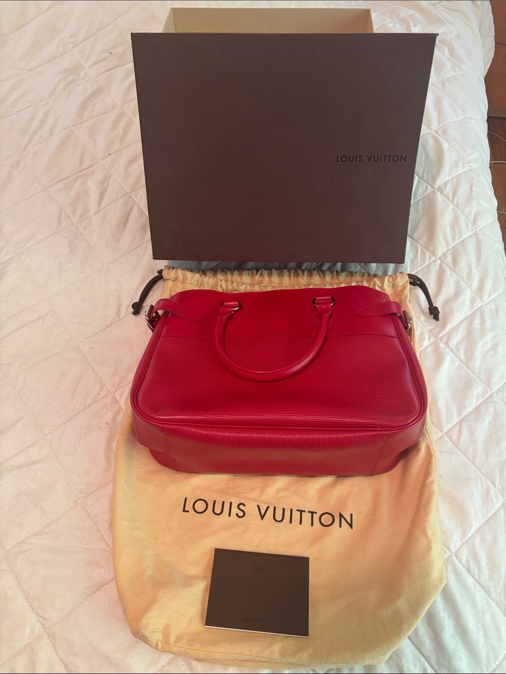 LOUIS VUITTON passy gm epi leather tote bag silver hardware